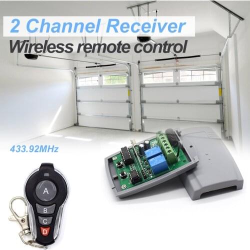 2 channel Remote Control rolling code garage door Receiver & 433.92MHz 1527 Handheld Transmitter for fixed rolling code remotes