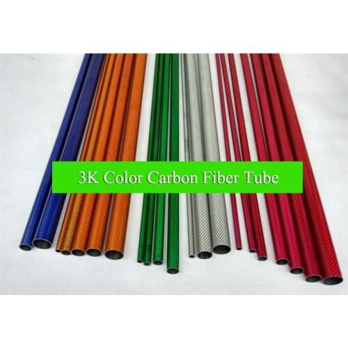 2Pcs Length 750mm OD 30mm ID 28mm Colorful 3K Carbon Fiber Tube High Composite Hardness Material Smooth Surface Orange Blue Red