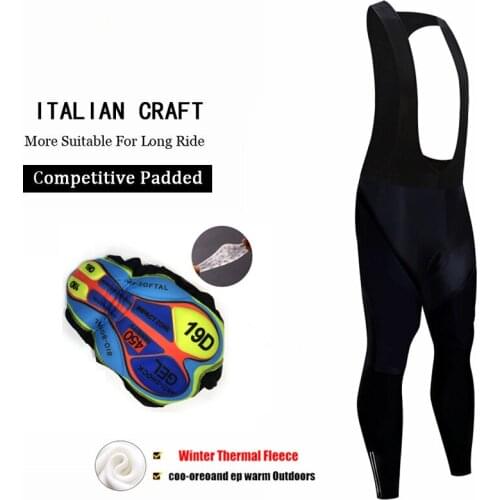 2020 Keep Warm Cycling Bib Trousers Winter Thermal Mountain Bike Pants Bicycle Tights Coolmax 19D Gel Pad Cycling Bib Pants