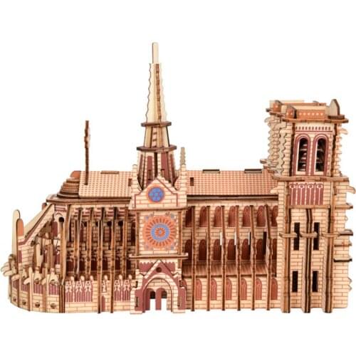 3D Wooden Puzzles Notr e Dame Cathedral 3D Puzzle DIY Puzzles Woodcraft Assembly Kit Education Toys For Kids Building Toys Gift