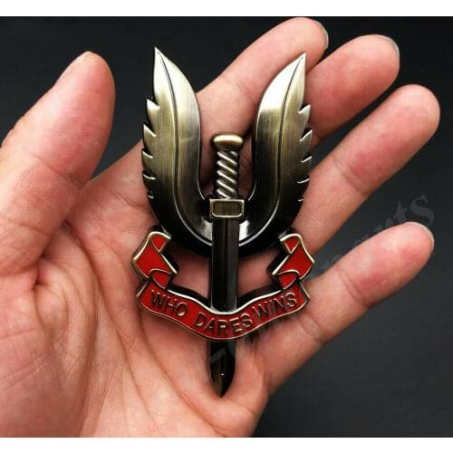 3D Metal Bronze SAS Who Dares Wins Car Trunk Fender Emblem Badge Decal Sticker