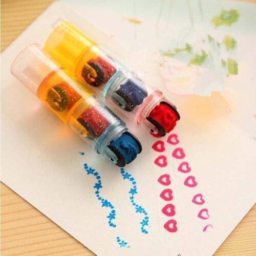 6pcs/set Combination Pen Shape Stamps Set DIY Stamp Educational Toys for Kids Scrapbooking Inkpad Stamp Seal Handmade Stationery