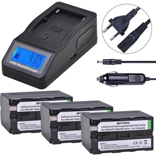 Batmax NP-F960 NP-F970 NP F960 NP F970 Camera Battery +New LCD Rapid Charger for Sony PLM-100 CCD-TRV35 MVC-FD91 MC1500C L50