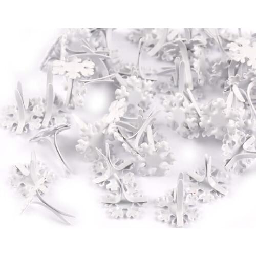 White Snowflake Flower Pattern Brads Embellishment For Scrapbook Fastener Brad Metal Crafts DIY Shoes Decor 50pcs 14x12mm c1568