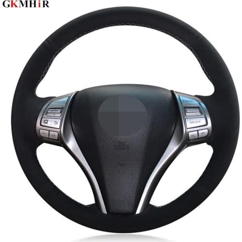Black Suede Steering Wheel Cover for Nissan Teana Altima 2013-2018 X-Trail Qashqai 2014-2018 Rogue 2014-2016 Pulsar 2015-2018