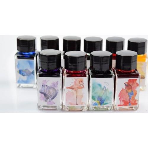 10colors x 20ml /bottle, non-carbon golden powder color ink for fountain pen, glass dip pen ink