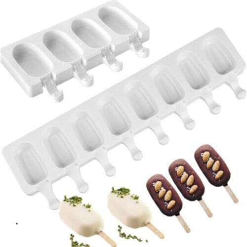 4/8 Cavity Ice Cream Mold Popsicle Silicone Molds DIY Homemade Fruit Juice Dessert Ice Pop Lolly Tray Mould Dessert Molds