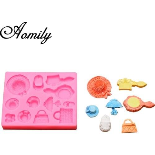Aomily Silicone Lady Bag Hat Shoes Shaped Mold Cake Fondant Molds Sugar Craft Chocolate Moulds Tools Cake Decorating Baking Tool