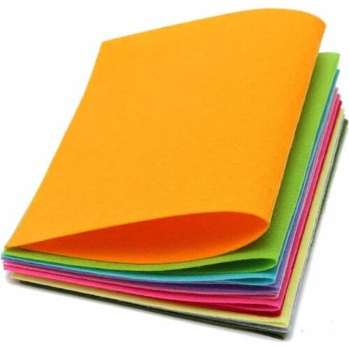 Hot 10 Colors/set Non Woven Felt Fabric Sheets Fiber Thick Kids DIY Craft Assorted Fabric Square Embroidery Scrapbooking Craft