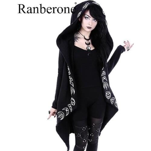 Halloween Hoodie Women Lady Gothic Hooded Sweatshirt Coat Swing Dress Costume Black Plus Size Sweatshirts Womens Tracksuit 2020
