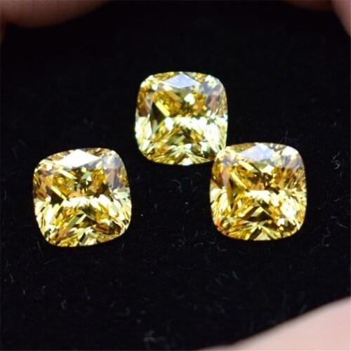 Grade AAA Light Yellow Cubic Zirconia Square Faceted Gemstone Cushion Cut Cubic Zirconia Multiple Sizes to Choose GZ46