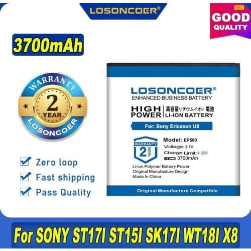 LOSONCOER 3600mAh EP500 For Sony Ericsson E16i SK17i W8 ST15i U5 U8i X8 WT18i/ST15i/ E15i/E16i/U 5i/X7/X7 mini U8 Battery
