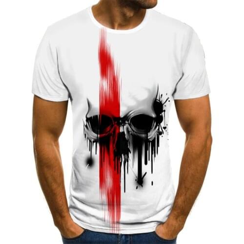 Horror skull mens T-shirt summer casual tops 3D printed fashion short-sleeved new round neck shirt trendy streetwear