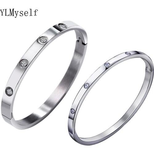 Couple Bracelet 316L Titnanium steel Bangle set Fast shipping Gent/Lady Sizes Strict Stainless Cuff Bangles Sets for lover
