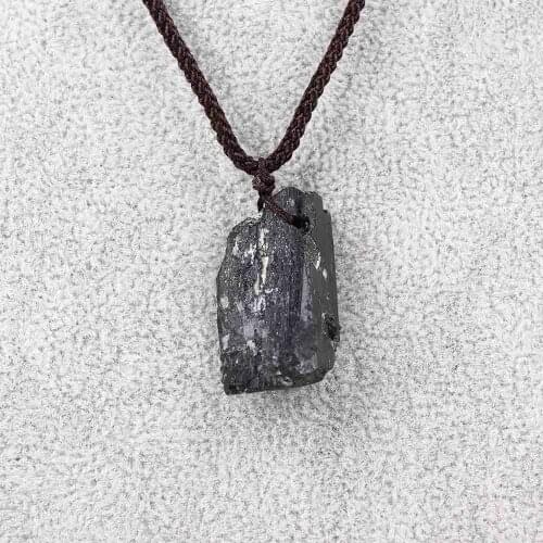 Natural Crystal Black Tourmaline Stone Pendant Black Tourmaline Original Stone Ore Specimen Fashion Jewelry Accessories Gift