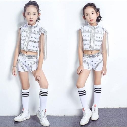 New Childrens Jazz Dance Costume For Girls Drum Performance Hip-Hop Modern Dance Clothing Childrens Clothes Outfit XS2837