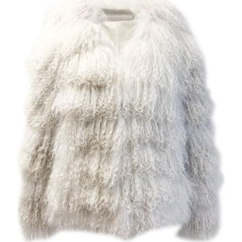 Natural beach wool full leather long design coat mongolia sheep fur coat overcoat outerwear jacket women with a hood female