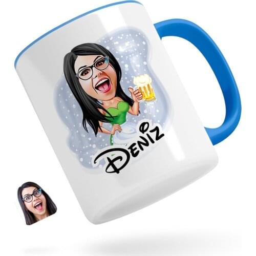 Personalized Women 'S Caricature Of Blue Mug Bardak-30
