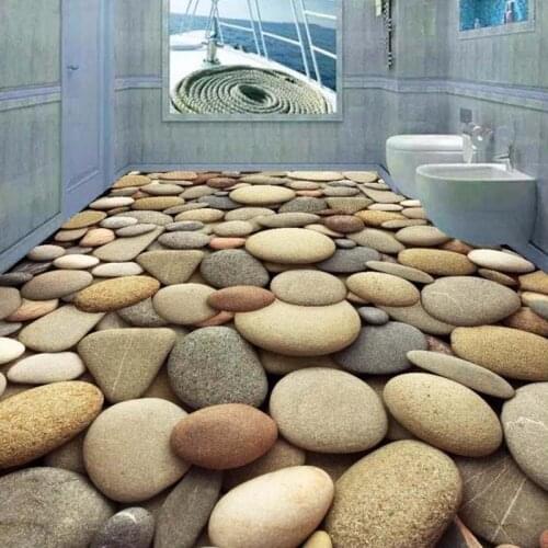 Custom Floor Wallpaper PVC Self-adhesive Bathroom Waterproof Floor Wall Mural Stickers Home Decor Wallpaper Papel De Parede 3D