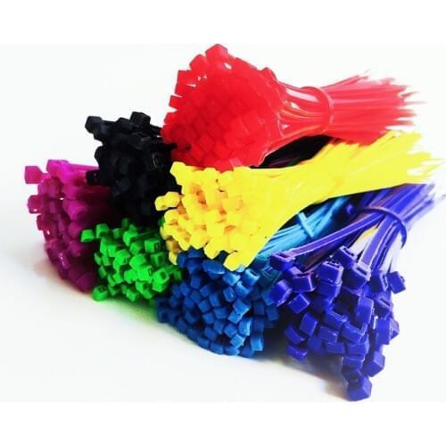 Self-Lock cable ties Plastic Nylon Wire ties Cable Zip Ties 3*100 3*200 mix color 100pcs Nylon Ties Fasten loop Cable Organizer
