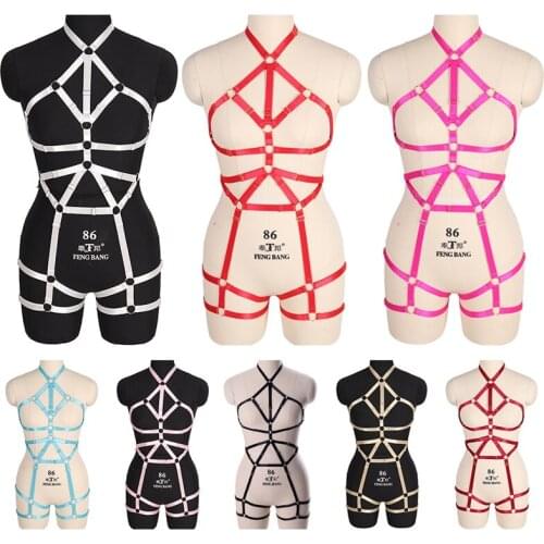 Sexy Suit Adjustable Body Harness Set Cage Bra Bottom Panties Fetish Wear Rave Bondage Harness Fashion Cage Elastic