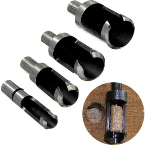 4pcs Hex Shank 6/10/13/16mm Carbon Steel Carpentry Woodworker Hole Wood Plug Cutter Cutting Power Tool Wooden Drill Bit