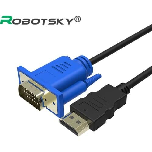 Robotsky Top Quality HDMI-compatible To VGA Cable Male to Male 1.8M Video Adapter Only For HD player to HDTV