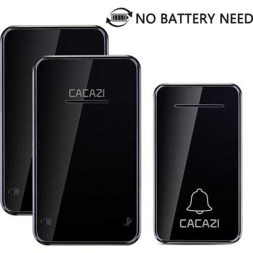 CACAZI Self-powered Waterproof Wireless Doorbell No Battery LED Light 200M Home Cordless Bell EU Plug 1 2 Button 1 2 3 Receiver