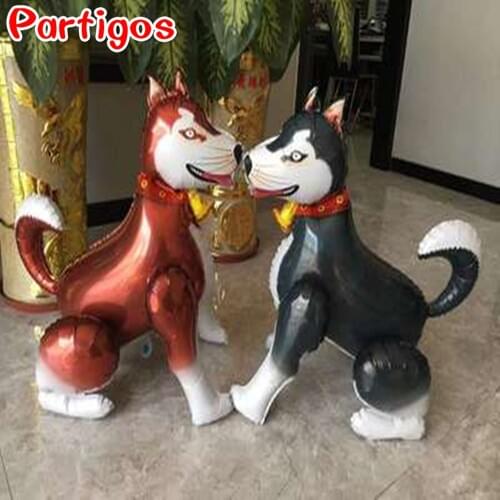 1PC 3D Walking Dog Foil Balloons Happy Birthday For Boy Air Balloons party decorations Kids Animal Toys Globos Smart Husky ball
