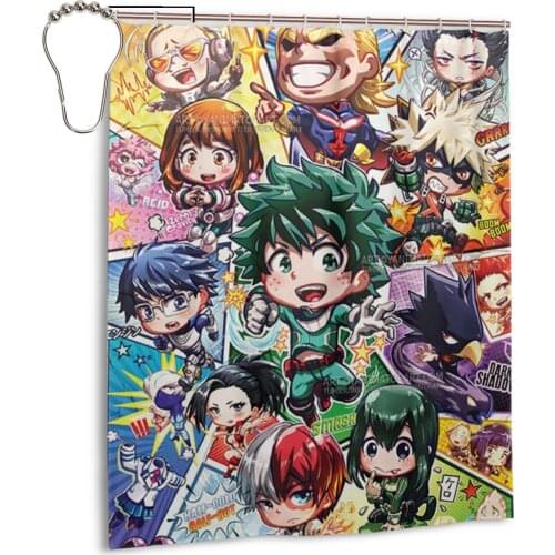 High Quality Printed My Hero Academy Cosplay Fabric Shower Curtains Screen ery Waterproof Products Bathroom Decor
