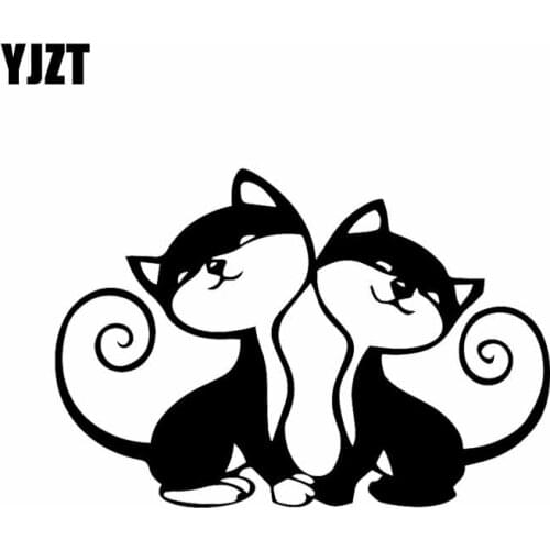 YJZT 16X11CM Sweet Kitty Decals Vinyl Pussy Cats Funny Window Car Sticker Cartoon Decor Black/Silver C24-1674
