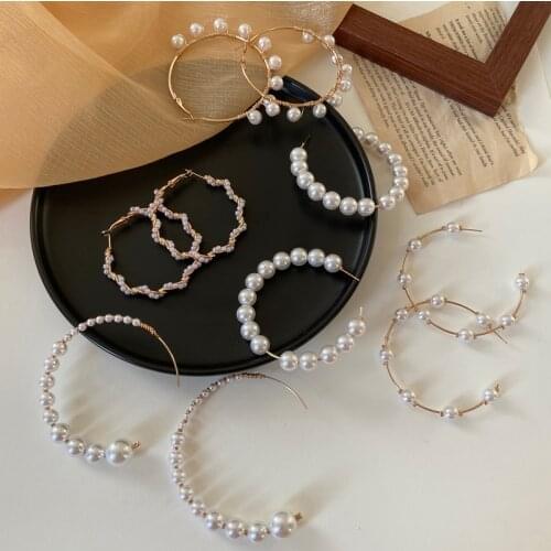 Trend Imitation Pearl Long Earrings Female White Round Pearl Wedding Pendant Earrings Fashion Korean Jewelry Earrings