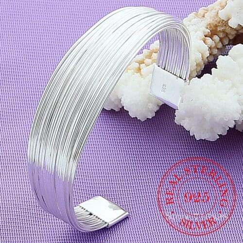 Fashion 925 Sterling Silver Multi-Line Bracelet Bangles Women Simple High Quality Silver Bracelet Bangles Jewelry