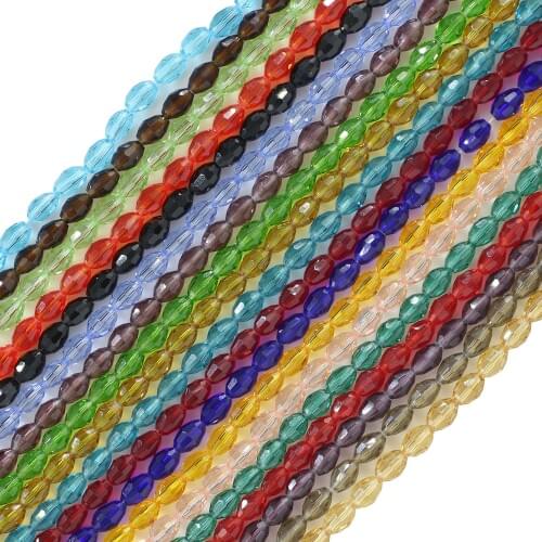 ZHUBI 70pcs/lot Austrian Crystal Rice Beads 6x8mm Faceted Spacer Olive Beads Loose Glass Material Supply Bracelet DIY Jewelry