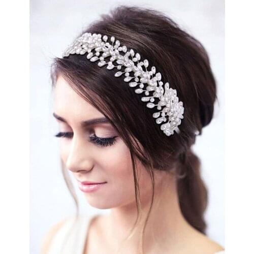 ZMHP351 Bride Hairband with Rhinestone and Pearl Wedding Bachelorette Party Woman Hair Accessories Girlfriend Gift