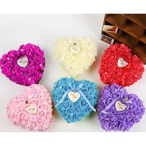 1Pcs Colorful NEW Elegant Rose Wedding Favors Heart Shaped Design Gift Ring Box Pillow Cushion