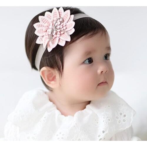 10pcs/2C Fashion Cute Pom Pom Flower Girls Hairbands Solid Kawaii Floral Newborn Soft Headbands Kids Headwear Hair Accessories
