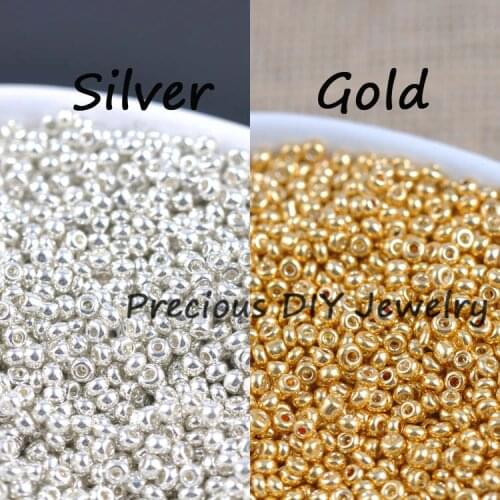 Gold and Silver Color 2mm 3000pcs Crystal Glass Spacer beads, Czech Seed Beads For Jewelry Handmade DIY BLUV02