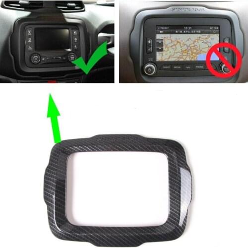 2015-2018 For Jeep Renegade Interior Dashboard GPS Navigation Cover Trim Carbon Fiber Decoration Frame Large Screen Car Styling