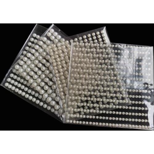 3/4/5/6MM White Half The Pearl Sticker For DIY Dress Decoration Accessories Handmade Creative Sticker Home Decoration 1 Set