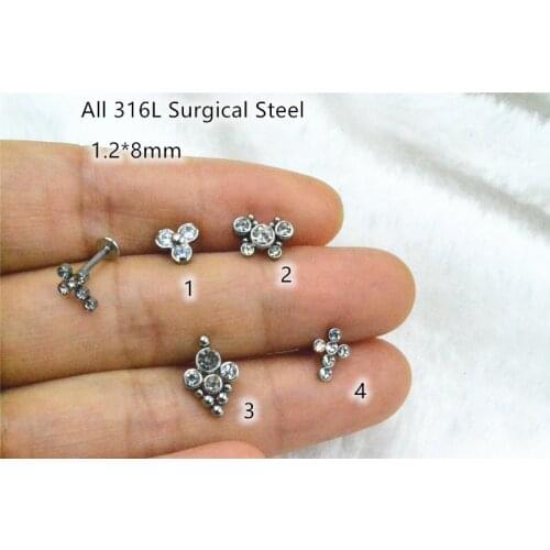 50pcs/Lot Body Jewelry 16x8MM CZ Gems Cross/Butterfly Surgical Steel Lip Bar piercing Labret ring Ear Helix Cartilage Stud New