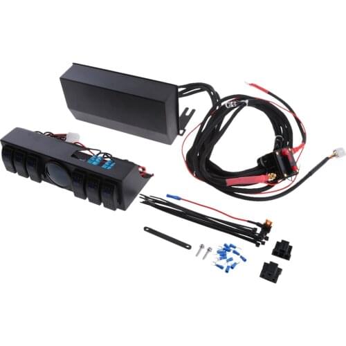 6-Rocker Switch Panel with Bracket and Voltmeter for Jeep Wrangler JK JKU