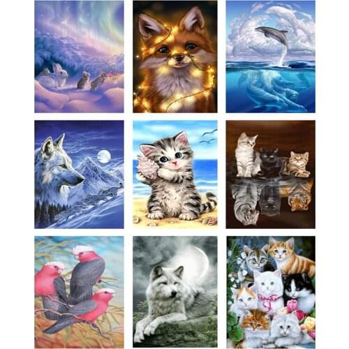 Diamond Painting DIY Diamond Embroidery Animal Pattern Mosaic Bird Cat Dog Cross Stitch Full Round Drill Home Bedroom Decoration