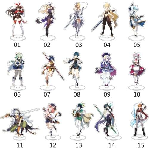 Anime Genshin Impact Mondstadt Theme Jean Lisa Acrylic Figure Stand Model Plate Desk Decor Standing Sign Keychain Xmas Gifts