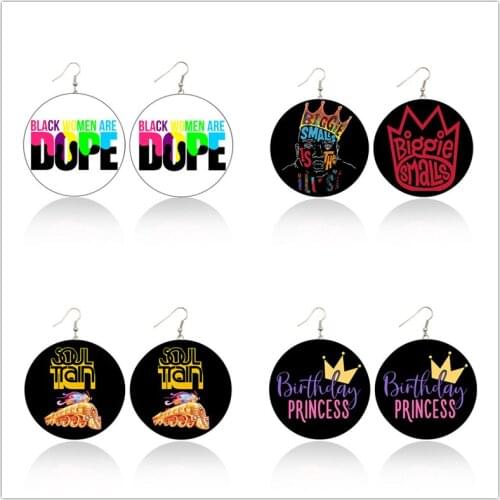 Free Shipping!Printed Train Soul Wooden Earrings