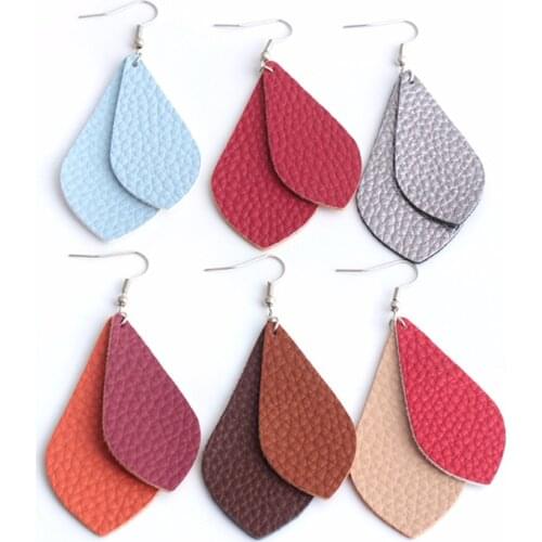 Bohemian PU Leather Long Drop Earrings For Women Trendy Statement Multi Layer Water Drop Earring oorbellen Jewelry Shellhard