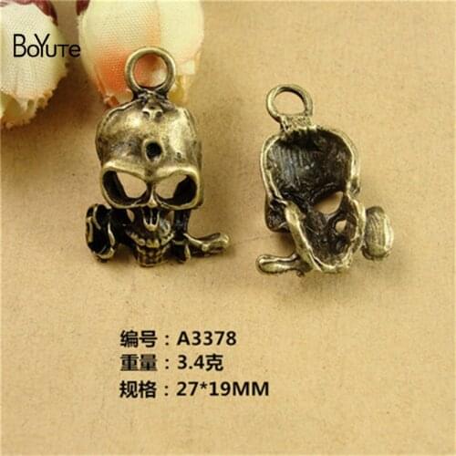 BoYuTe (50 Pieces /lot) 27*19MM Antique Bronze Plated Alloy Charms Skull Head Pendants for Diy Necklace Bracelet Jewelry Making