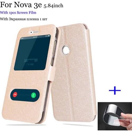 Phone case For Huawei Nova 3e case cover view window PU leather case For Huawei Nova3e Flip case back cover ANE-AL10 shell