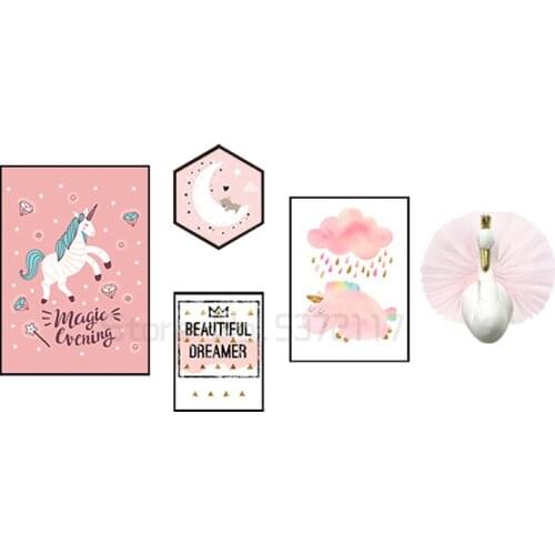 Nordic childrens wall decoration painting room bedside background wall hanging painting girl creative mural