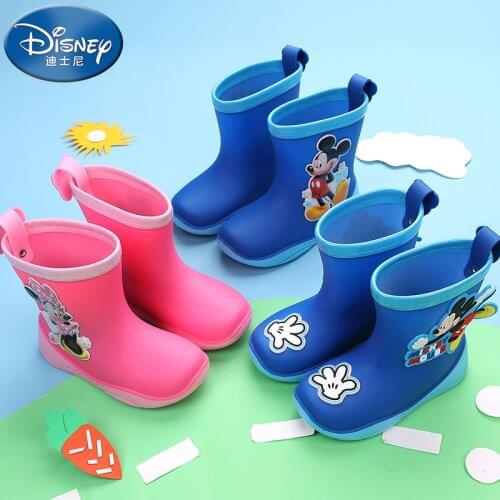 Disney childrens cartoon car Minnie Mickey non-slip soft sole boys and girls student rain boots rain boots boots